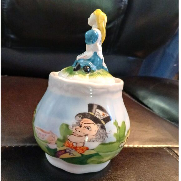 Disney Alice in Wonderland Sugar Bowl Mad hatter Tweedle Dee Tweedle Dum - Picture 2 of 8